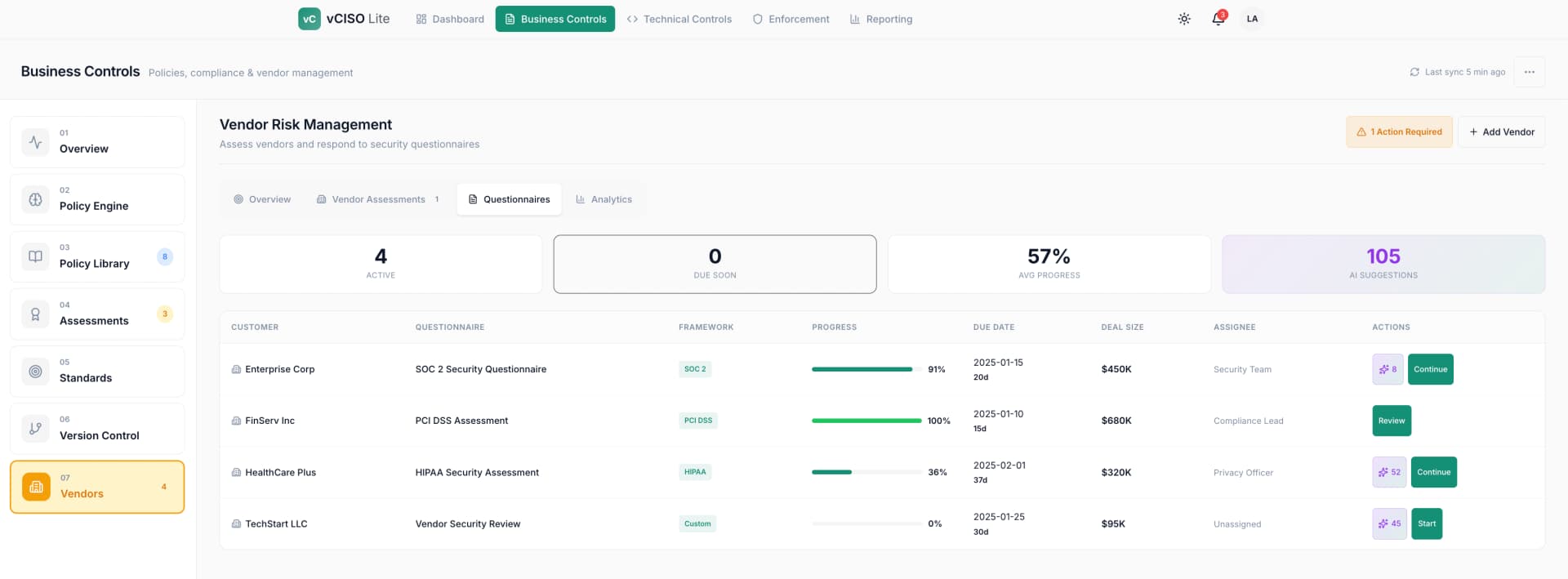 Vendor risk management with AI-powered questionnaire filling - 1